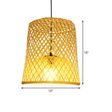 2-Shade Barrel Pendant Lighting Asia Bamboo Single Beige Hanging Lamp Kit over Table Clearhalo 'Ceiling Lights' 'Pendant Lights' 'Pendants' Lighting' 809118