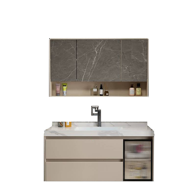 Single Sink Bathroom Vanity Set White 2 Drawers Wall-Mounted Wood Frame Rectangular 43"L x 20"W x 19"H Clearhalo 'Bathroom Remodel & Bathroom Fixtures' 'Bathroom Vanities' 'bathroom_vanities' 'Home Improvement' 'home_improvement' 'home_improvement_bathroom_vanities' 8092224