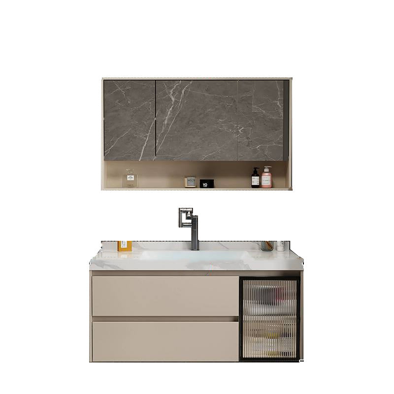 Single Sink Bathroom Vanity Set White 2 Drawers Wall-Mounted Wood Frame Rectangular 39"L x 20"W x 19"H Clearhalo 'Bathroom Remodel & Bathroom Fixtures' 'Bathroom Vanities' 'bathroom_vanities' 'Home Improvement' 'home_improvement' 'home_improvement_bathroom_vanities' 8092229