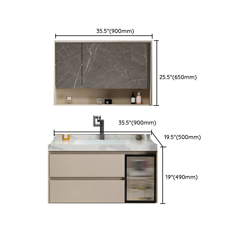 Single Sink Bathroom Vanity Set White 2 Drawers Wall-Mounted Wood Frame Rectangular Clearhalo 'Bathroom Remodel & Bathroom Fixtures' 'Bathroom Vanities' 'bathroom_vanities' 'Home Improvement' 'home_improvement' 'home_improvement_bathroom_vanities' 8092236