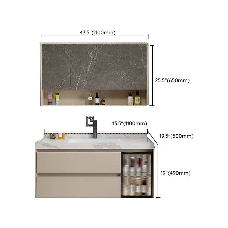 Single Sink Bathroom Vanity Set White 2 Drawers Wall-Mounted Wood Frame Rectangular Clearhalo 'Bathroom Remodel & Bathroom Fixtures' 'Bathroom Vanities' 'bathroom_vanities' 'Home Improvement' 'home_improvement' 'home_improvement_bathroom_vanities' 8092238