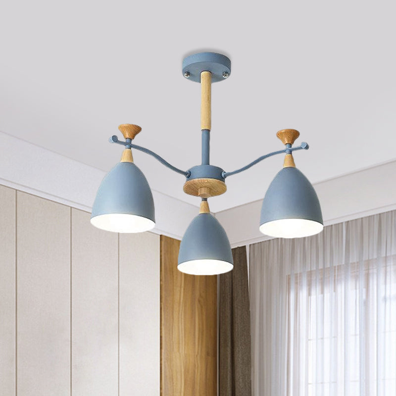 Contemporary Cone Chandelier Pendant Light Metal 3/6/8 Lights Hanging Ceiling Light in Grey/White/Green for Bedroom Clearhalo 'Ceiling Lights' 'Chandeliers' 'Modern Chandeliers' 'Modern' Lighting' 809231