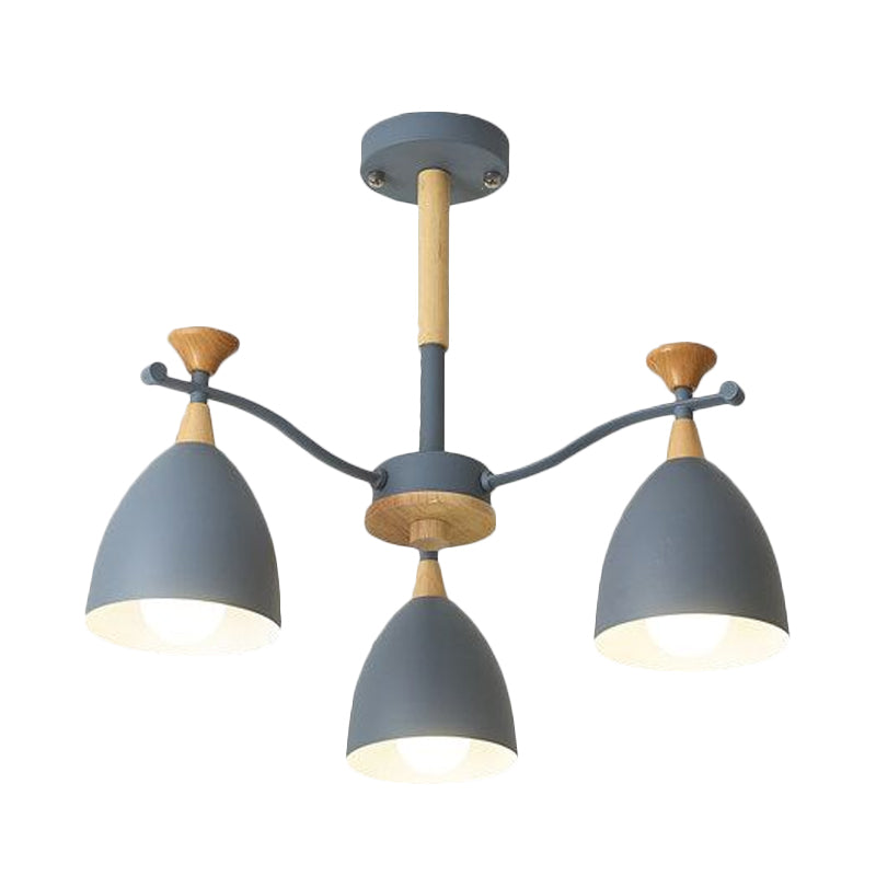 Contemporary Cone Chandelier Pendant Light Metal 3/6/8 Lights Hanging Ceiling Light in Grey/White/Green for Bedroom Clearhalo 'Ceiling Lights' 'Chandeliers' 'Modern Chandeliers' 'Modern' Lighting' 809232