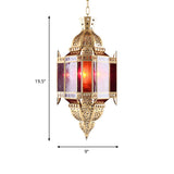 1 Light Pendant Lamp Arab Lantern Metal Ceiling Hang Fixture in Brass with Hollow-Out Design Clearhalo 'Ceiling Lights' 'Pendant Lights' 'Pendants' Lighting' 809398