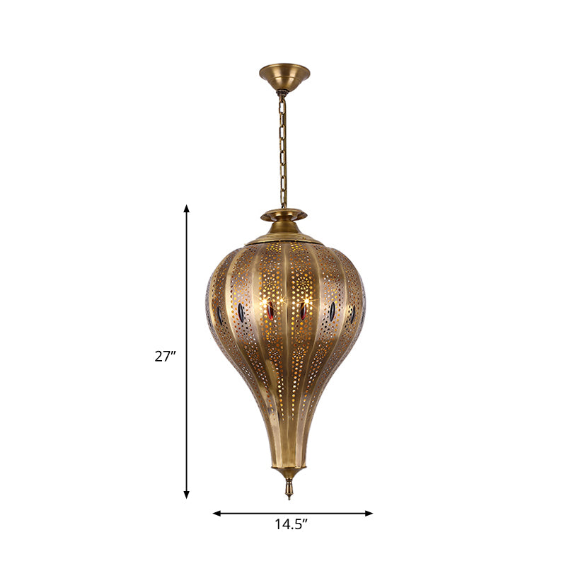 Country Teardrop Chandelier Light Fixture 4 Heads Metal Pendant Lamp in Brass for Living Room Clearhalo 'Ceiling Lights' 'Chandeliers' Lighting' options 809408