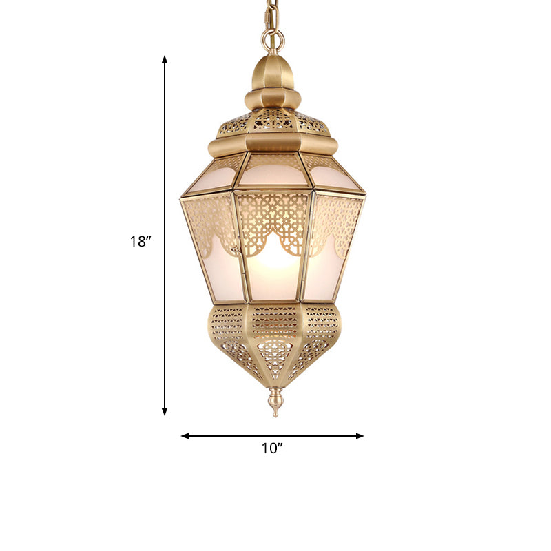 Brass 2 Lights Hanging Ceiling Light Arab Style Metal Lantern Chandelier Lighting for Coffee Shop Clearhalo 'Ceiling Lights' 'Chandeliers' Lighting' options 809428