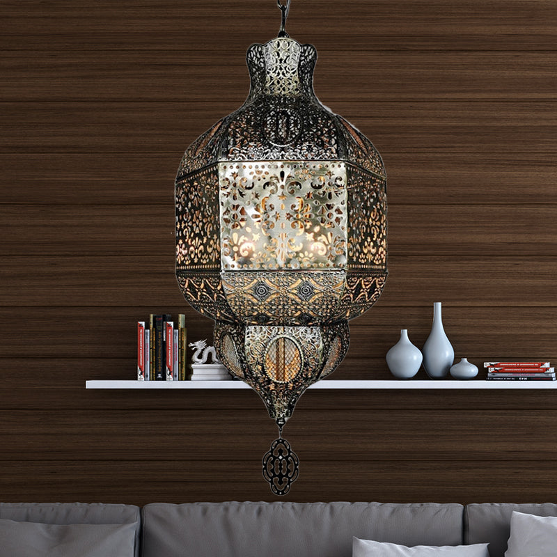 Bronze Etch Ceiling Pendant Light Art Deco Metal 3-Bulb Living Room Chandelier Lighting Clearhalo 'Ceiling Lights' 'Chandeliers' Lighting' options 809445