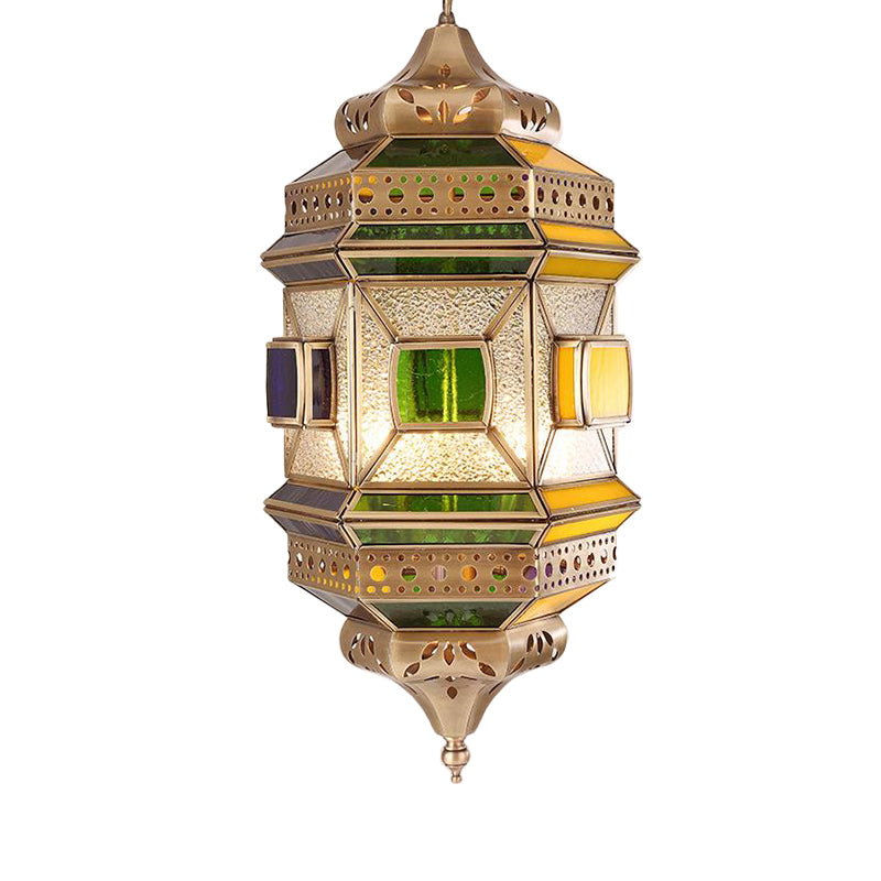 Hexagonal Corridor Pendant Chandelier Arab Metal 4 Lights Brass Finish Ceiling Suspension Lamp Clearhalo 'Ceiling Lights' 'Chandeliers' Lighting' options 809477