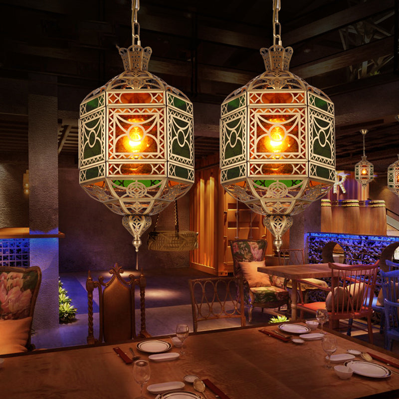 Brass 2 Heads Chandelier Arab Style Metallic Lantern Pendant Lighting Fixture for Restaurant Clearhalo 'Ceiling Lights' 'Chandeliers' Lighting' options 809479