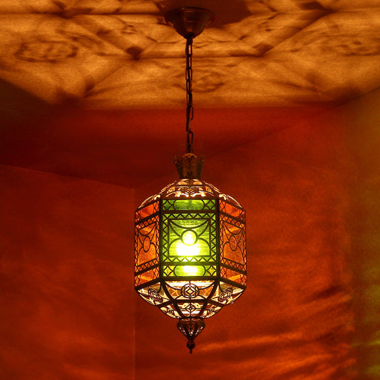 Brass 2 Heads Chandelier Arab Style Metallic Lantern Pendant Lighting Fixture for Restaurant Clearhalo 'Ceiling Lights' 'Chandeliers' Lighting' options 809481