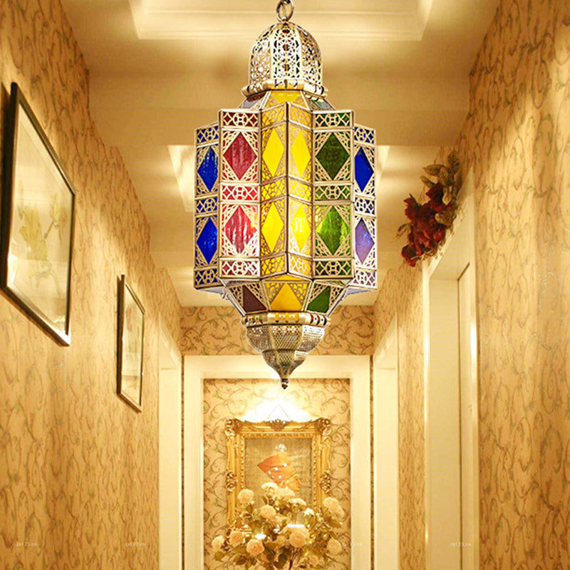 Metallic Brass Chandelier Light Fixture Lantern Shaped 3 Heads Traditional Hanging Pendant for Hallway Clearhalo 'Ceiling Lights' 'Chandeliers' Lighting' options 809484