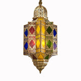 Metallic Brass Chandelier Light Fixture Lantern Shaped 3 Heads Traditional Hanging Pendant for Hallway Clearhalo 'Ceiling Lights' 'Chandeliers' Lighting' options 809486