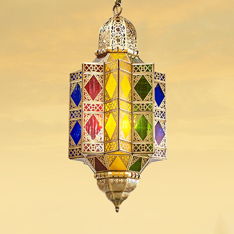 Metallic Brass Chandelier Light Fixture Lantern Shaped 3 Heads Traditional Hanging Pendant for Hallway Clearhalo 'Ceiling Lights' 'Chandeliers' Lighting' options 809487