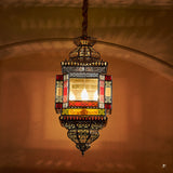 Cut Glass Lantern Drop Pendant Country Style 3 Heads Bedroom Chandelier Lamp in Brass Clearhalo 'Ceiling Lights' 'Chandeliers' Lighting' options 809491