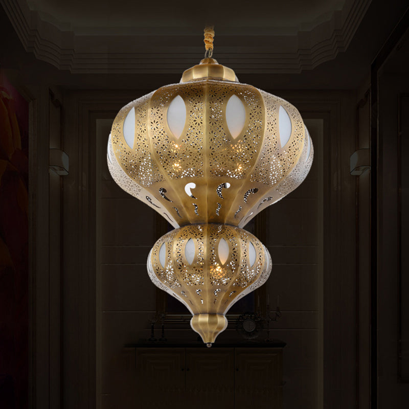 Brass 8 Heads Hanging Pendant Light Arab Meta Gourd Shape Chandelier Lighting Fixture Clearhalo 'Ceiling Lights' 'Chandeliers' Lighting' options 809529