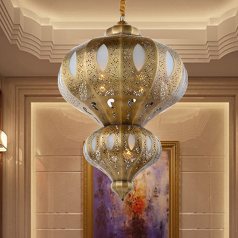 Brass 8 Heads Hanging Pendant Light Arab Meta Gourd Shape Chandelier Lighting Fixture Clearhalo 'Ceiling Lights' 'Chandeliers' Lighting' options 809530