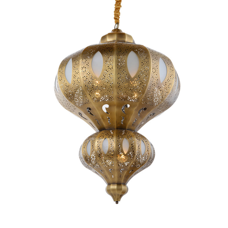 Brass 8 Heads Hanging Pendant Light Arab Meta Gourd Shape Chandelier Lighting Fixture Clearhalo 'Ceiling Lights' 'Chandeliers' Lighting' options 809531