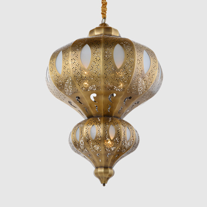 Brass 8 Heads Hanging Pendant Light Arab Meta Gourd Shape Chandelier Lighting Fixture Clearhalo 'Ceiling Lights' 'Chandeliers' Lighting' options 809532