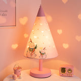 Cone Fabric Nightstand Light Kids 1 Bulb Pink Night Table Lamp with Rabbit Pattern and Cutout Design Pink Clearhalo 'Lamps' 'Table Lamps' Lighting' 809626