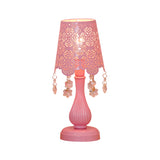 Modern Cutout Cone Night Lamp Iron 1 Light Table Lighting in Pink with Snowflake Crystal Accent Clearhalo 'Lamps' 'Table Lamps' Lighting' 809660