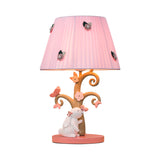 Cartoon Pleated Shade Table Light Fabric 1 Bulb Bedroom Night Lighting in Pink with Rabbit Decor Clearhalo 'Lamps' 'Table Lamps' Lighting' 809696