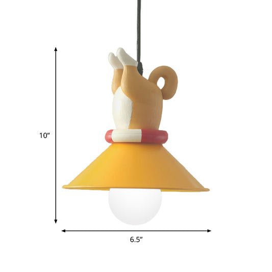 Yellow Animals Hanging Lamp Kit Cartoon Single Bulb Resin Pendant Lighting with Conic Shade Clearhalo 'Ceiling Lights' 'Pendant Lights' 'Pendants' Lighting' 809871