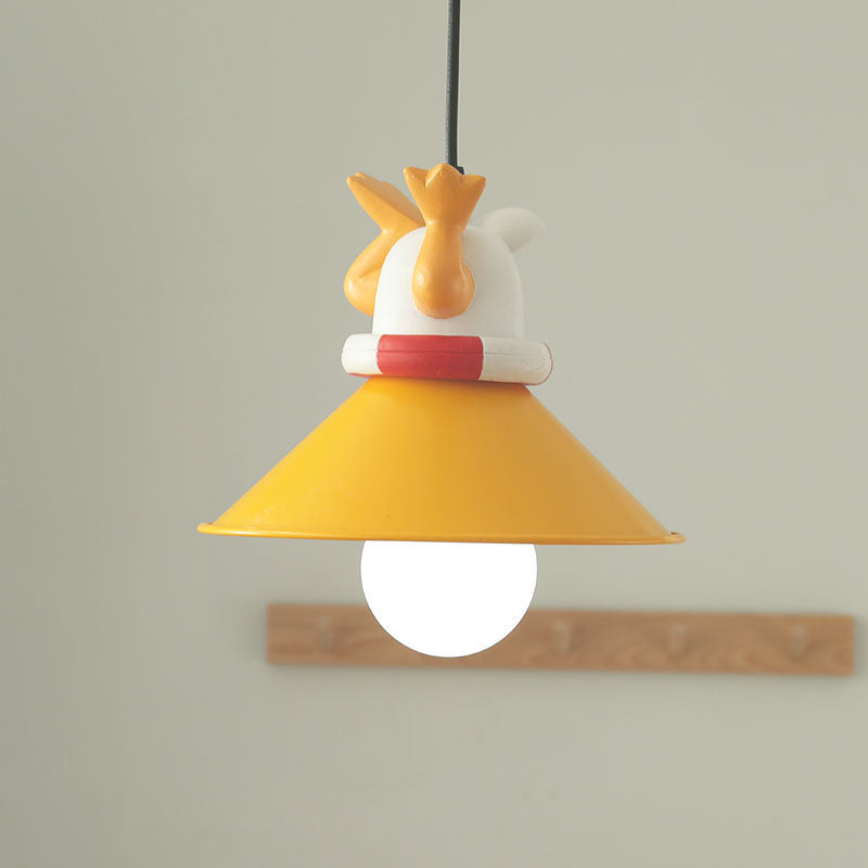 Yellow Animals Hanging Lamp Kit Cartoon Single Bulb Resin Pendant Lighting with Conic Shade Clearhalo 'Ceiling Lights' 'Pendant Lights' 'Pendants' Lighting' 809872