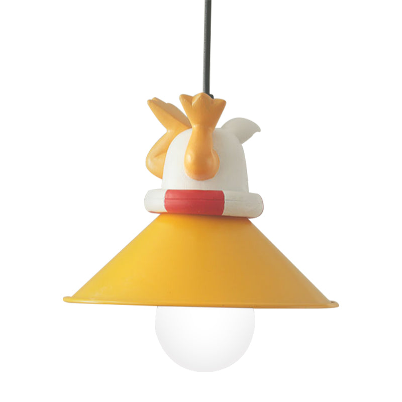 Yellow Animals Hanging Lamp Kit Cartoon Single Bulb Resin Pendant Lighting with Conic Shade Clearhalo 'Ceiling Lights' 'Pendant Lights' 'Pendants' Lighting' 809875