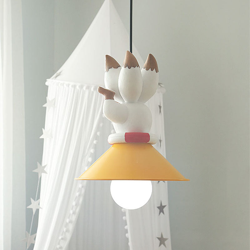 Yellow Animals Hanging Lamp Kit Cartoon Single Bulb Resin Pendant Lighting with Conic Shade Clearhalo 'Ceiling Lights' 'Pendant Lights' 'Pendants' Lighting' 809876