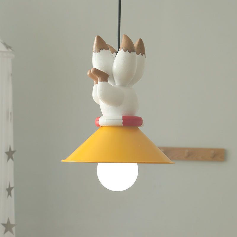 Yellow Animals Hanging Lamp Kit Cartoon Single Bulb Resin Pendant Lighting with Conic Shade Clearhalo 'Ceiling Lights' 'Pendant Lights' 'Pendants' Lighting' 809877