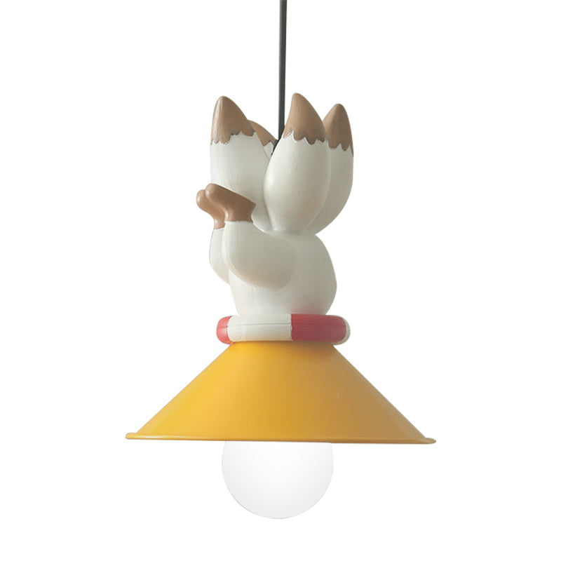 Yellow Animals Hanging Lamp Kit Cartoon Single Bulb Resin Pendant Lighting with Conic Shade Clearhalo 'Ceiling Lights' 'Pendant Lights' 'Pendants' Lighting' 809879