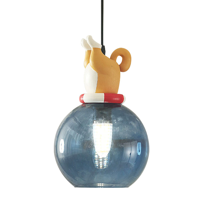 Blue Cartoon Dog/Duck/Fox Hanging Light Kids Single Bulb Resin Ceiling Pendant Light for Bedroom Clearhalo 'Ceiling Lights' 'Pendant Lights' 'Pendants' Lighting' 809886