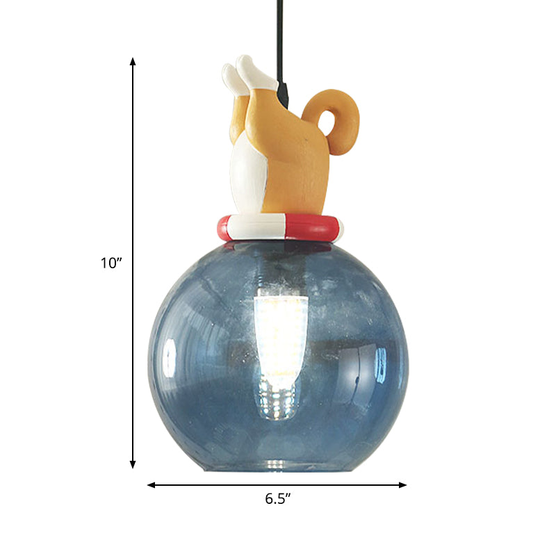 Blue Cartoon Dog/Duck/Fox Hanging Light Kids Single Bulb Resin Ceiling Pendant Light for Bedroom Clearhalo 'Ceiling Lights' 'Pendant Lights' 'Pendants' Lighting' 809887