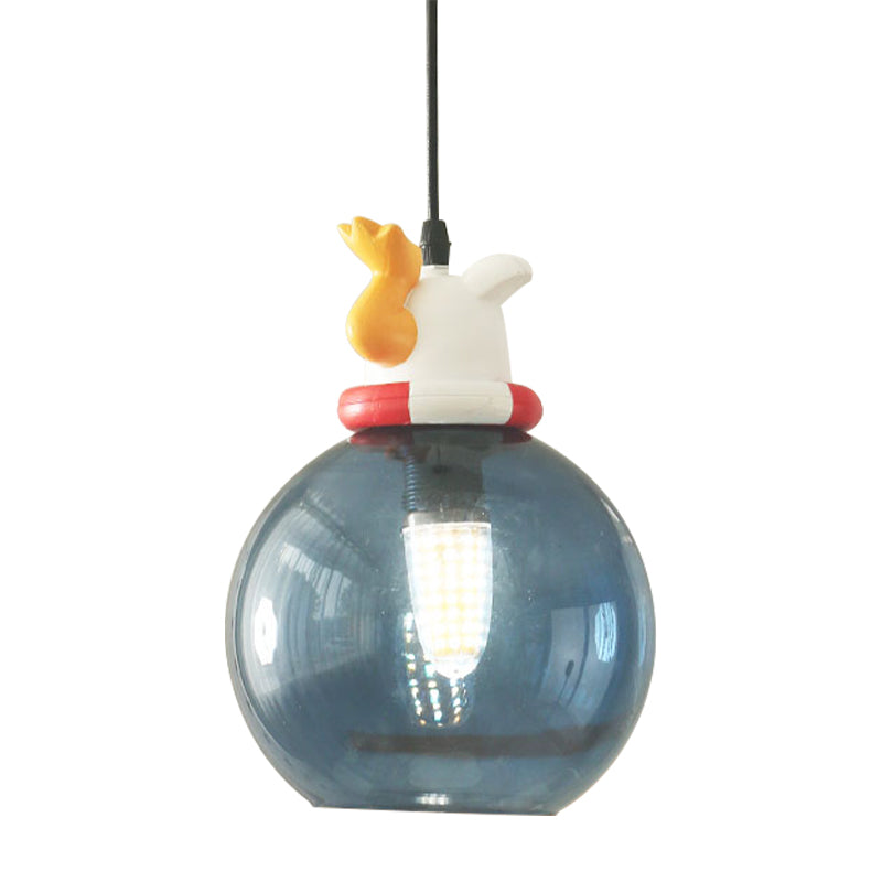 Blue Cartoon Dog/Duck/Fox Hanging Light Kids Single Bulb Resin Ceiling Pendant Light for Bedroom Clearhalo 'Ceiling Lights' 'Pendant Lights' 'Pendants' Lighting' 809891