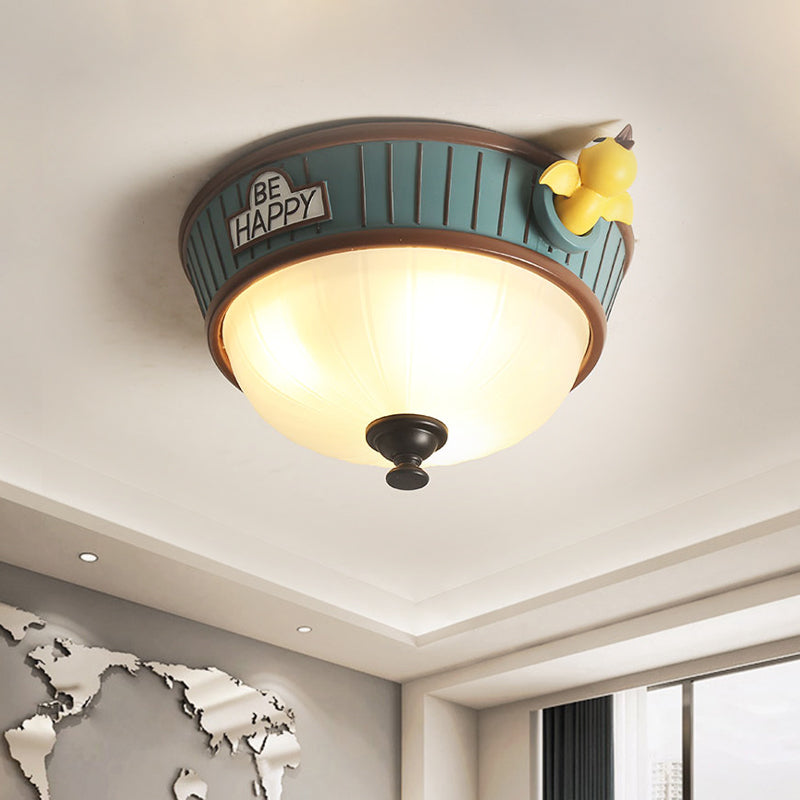 Resin Dome Flush Mount Lighting 3 Lights Green Ceiling Light Fixture for Bedroom Clearhalo 'Ceiling Lights' 'Close To Ceiling Lights' 'Close to ceiling' 'Flush mount' Lighting' 809948