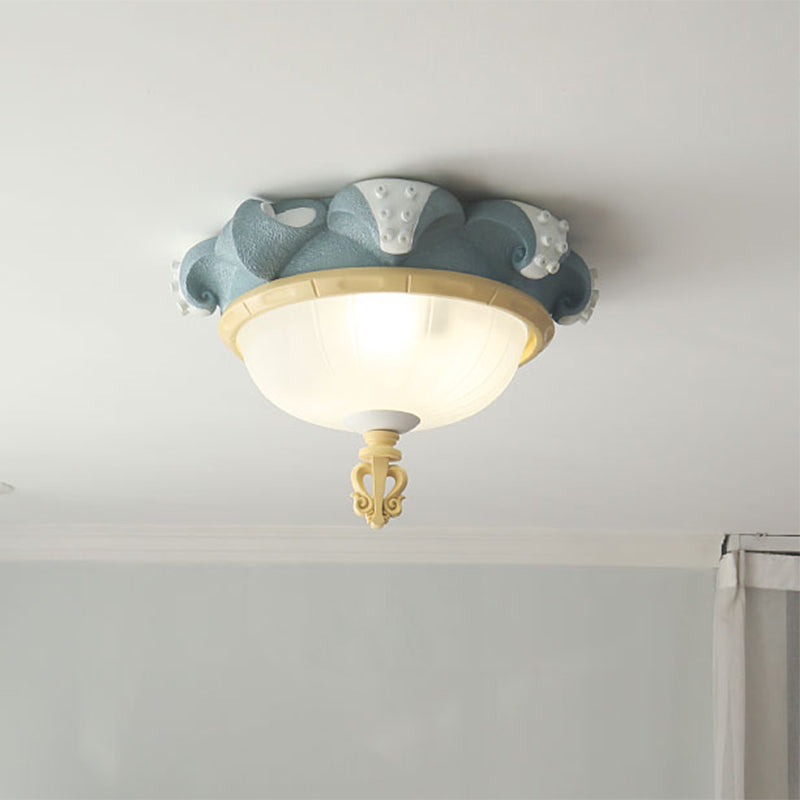 Kids 3 Lights Close to Ceiling Fixture with Resin Shade Blue Dome Flush Mount Lighting Clearhalo 'Ceiling Lights' 'Close To Ceiling Lights' 'Close to ceiling' 'Flush mount' Lighting' 809956