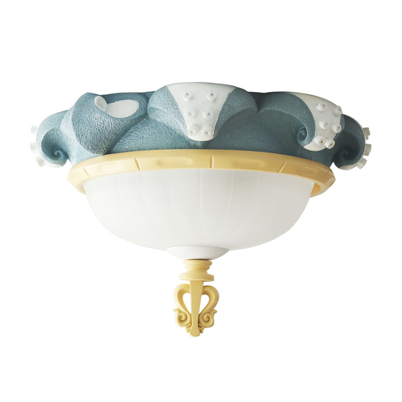 Kids 3 Lights Close to Ceiling Fixture with Resin Shade Blue Dome Flush Mount Lighting Clearhalo 'Ceiling Lights' 'Close To Ceiling Lights' 'Close to ceiling' 'Flush mount' Lighting' 809957