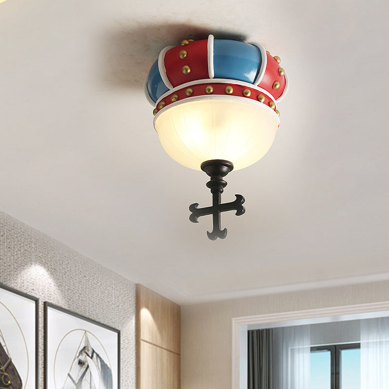 Kids Crown Resin Flushmount Lighting 2 Light Ceiling Light Fixture for Bedroom in Red and Blue Clearhalo 'Ceiling Lights' 'Close To Ceiling Lights' 'Close to ceiling' 'Flush mount' Lighting' 809964