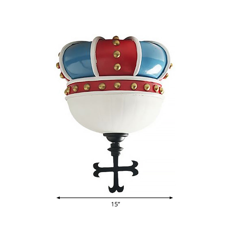 Kids Crown Resin Flushmount Lighting 2 Light Ceiling Light Fixture for Bedroom in Red and Blue Clearhalo 'Ceiling Lights' 'Close To Ceiling Lights' 'Close to ceiling' 'Flush mount' Lighting' 809966