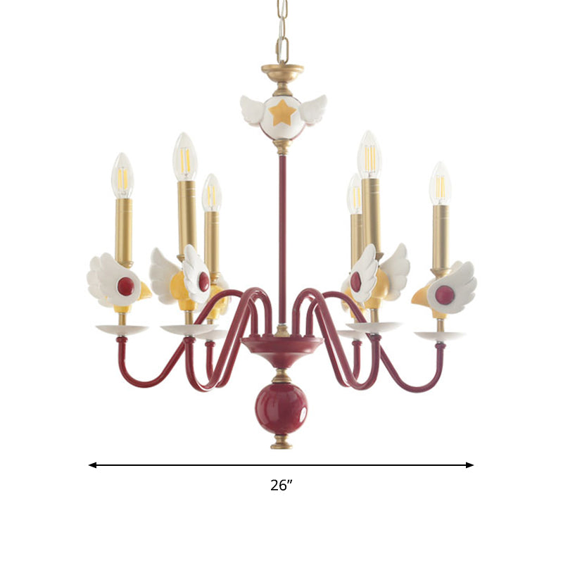 Gold Candelabra Chandelier Light Kids 6 Lights Metal Hanging Ceiling Light for Bedroom Clearhalo 'Ceiling Lights' 'Chandeliers' Lighting' options 809995