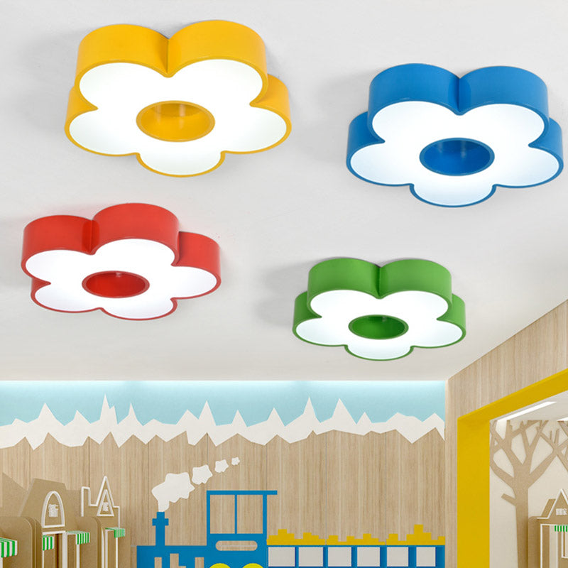 Acrylic Flower Flush Light Creative Red/Yellow/Blue Led Close to Ceiling Light for Kindergarten Clearhalo 'Ceiling Lights' 'Close To Ceiling Lights' 'Close to ceiling' 'Flush mount' Lighting' 810001