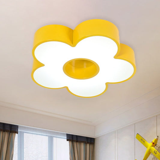 Acrylic Flower Flush Light Creative Red/Yellow/Blue Led Close to Ceiling Light for Kindergarten Yellow Clearhalo 'Ceiling Lights' 'Close To Ceiling Lights' 'Close to ceiling' 'Flush mount' Lighting' 810004