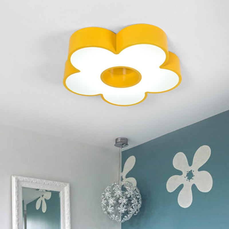 Acrylic Flower Flush Light Creative Red/Yellow/Blue Led Close to Ceiling Light for Kindergarten Clearhalo 'Ceiling Lights' 'Close To Ceiling Lights' 'Close to ceiling' 'Flush mount' Lighting' 810005