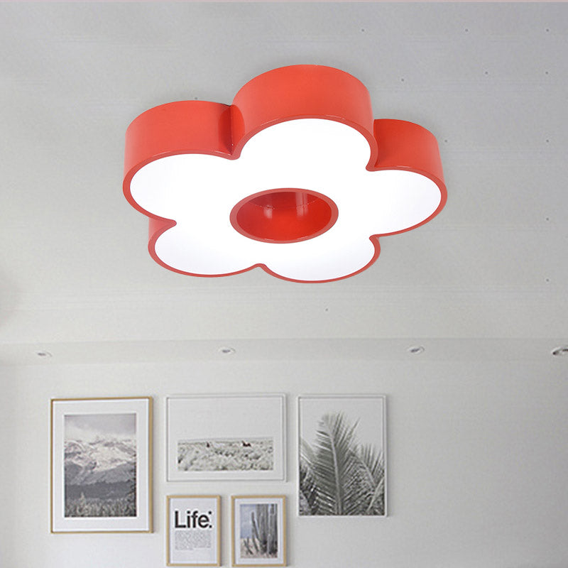 Acrylic Flower Flush Light Creative Red/Yellow/Blue Led Close to Ceiling Light for Kindergarten Red Clearhalo 'Ceiling Lights' 'Close To Ceiling Lights' 'Close to ceiling' 'Flush mount' Lighting' 810008