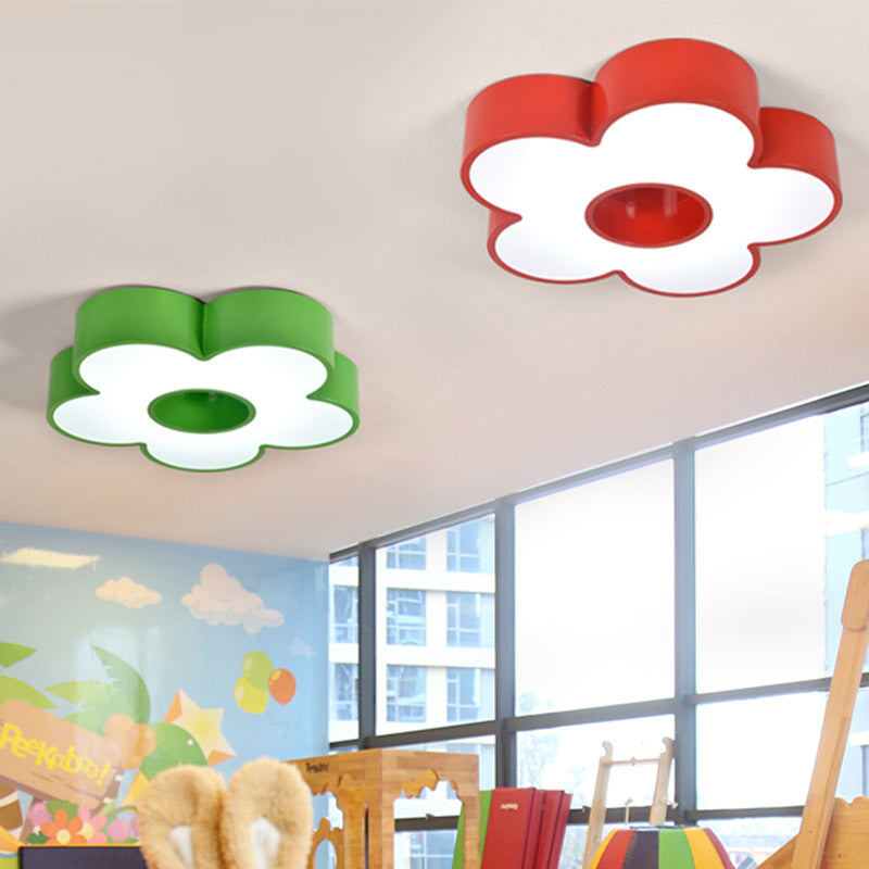 Acrylic Flower Flush Light Creative Red/Yellow/Blue Led Close to Ceiling Light for Kindergarten Clearhalo 'Ceiling Lights' 'Close To Ceiling Lights' 'Close to ceiling' 'Flush mount' Lighting' 810009