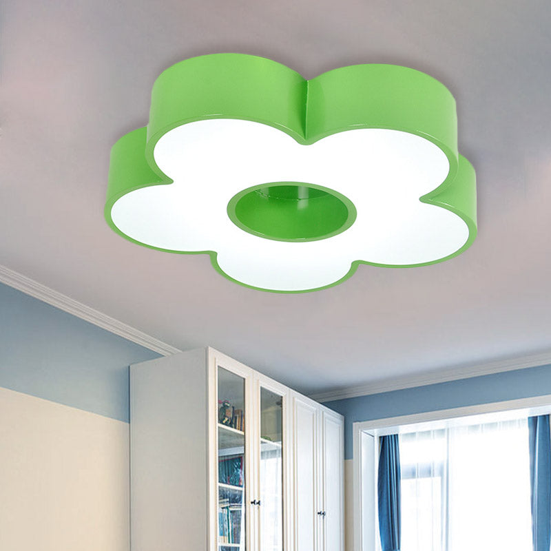 Acrylic Flower Flush Light Creative Red/Yellow/Blue Led Close to Ceiling Light for Kindergarten Green Clearhalo 'Ceiling Lights' 'Close To Ceiling Lights' 'Close to ceiling' 'Flush mount' Lighting' 810012