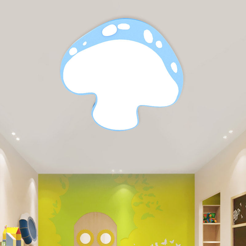 Mushroom Shape Acrylic Ceiling Lamp Cartoon Led Pink/Yellow/Blue Flush Mount for Kindergarten Blue Clearhalo 'Ceiling Lights' 'Close To Ceiling Lights' 'Close to ceiling' 'Flush mount' Lighting' 810016