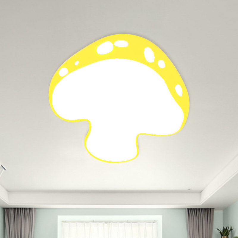 Mushroom Shape Acrylic Ceiling Lamp Cartoon Led Pink/Yellow/Blue Flush Mount for Kindergarten Yellow Clearhalo 'Ceiling Lights' 'Close To Ceiling Lights' 'Close to ceiling' 'Flush mount' Lighting' 810024