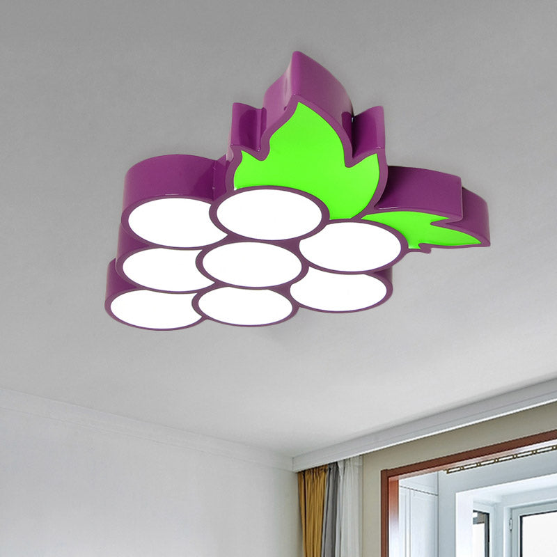 Creative Led Light Fixture with Acrylic Shade White Grape/Banana/Apple Flush Mount Lighting White B Clearhalo 'Ceiling Lights' 'Close To Ceiling Lights' 'Close to ceiling' 'Flush mount' Lighting' 810052