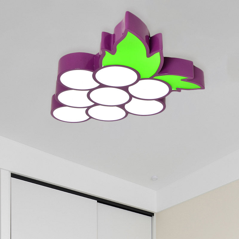 Creative Led Light Fixture with Acrylic Shade White Grape/Banana/Apple Flush Mount Lighting Clearhalo 'Ceiling Lights' 'Close To Ceiling Lights' 'Close to ceiling' 'Flush mount' Lighting' 810054